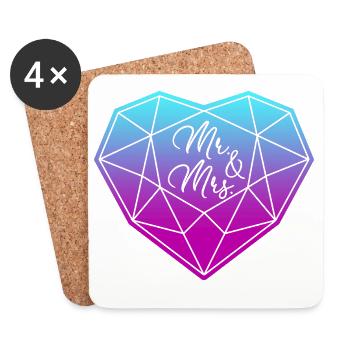 Mr. & Mrs. Wedding Engagement Marriage Proposal Love - Coasters (set of 4) - white - Front