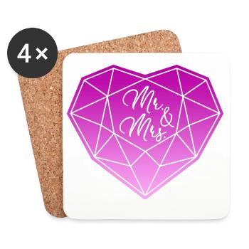 Mr. & Mrs. Wedding Engagement Marriage Proposal Love - Coasters (set of 4) - white - Front