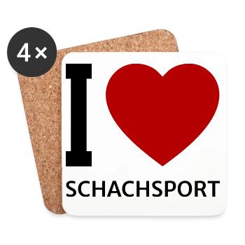 I love SCHACHSPORT - Untersetzer (4er-Set) - Weiß - Vorne