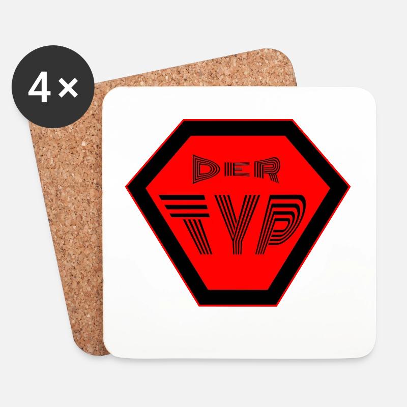 Der Typ  Sieger  geiler Typ super Typ   - Untersetzer (4er-Set) - Weiß