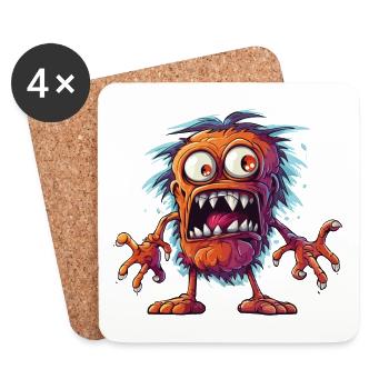 Halloween Monster Zombie Gruselig Horror Kostüm - Untersetzer (4er-Set) - Weiß - Vorne
