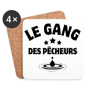 pêche, pêcheur, canne à pêche - Dessous de verre (lot de 4) - blanc - Devant