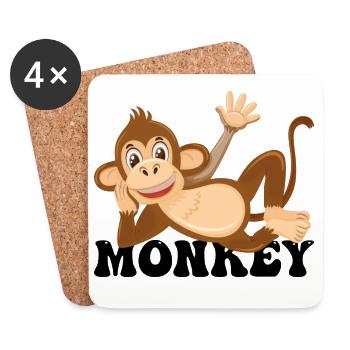 Illustration de salon de singe joyeux - Dessous de verre (lot de 4) - blanc - Devant