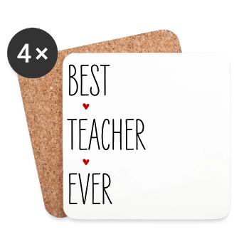 Teacher, Best Teacher Ever, School, A-levels, Graduation - Coasters (set of 4) - white - Front