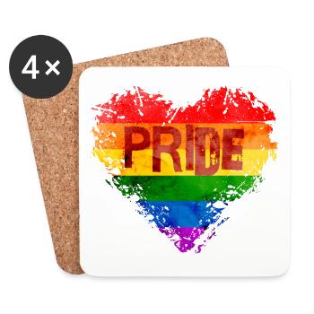 Arc-en-ciel Coeur Fierté LGBTQ Coloré Amour Gay - Dessous de verre (lot de 4) - blanc - Devant