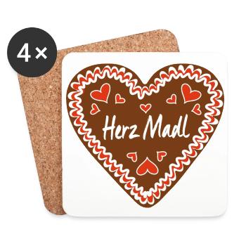 Herz Madl Lebkuchenherz - Untersetzer (4er-Set) - Weiß - Vorne