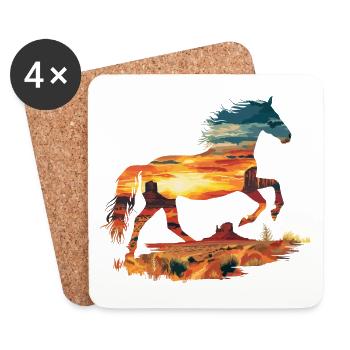Pferd Wild West Western Reiten Wildnis Cowboy USA - Untersetzer (4er-Set) - Weiß - Vorne