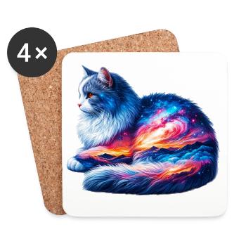 Katze - Untersetzer (4er-Set) - Weiß - Vorne