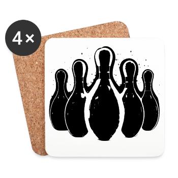 Graphismes de bowling - Dessous de verre (lot de 4) - blanc - Devant