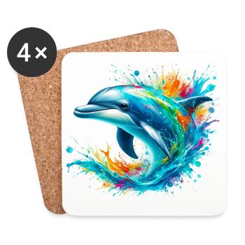 Delfin - Untersetzer (4er-Set) - Weiß - Vorne