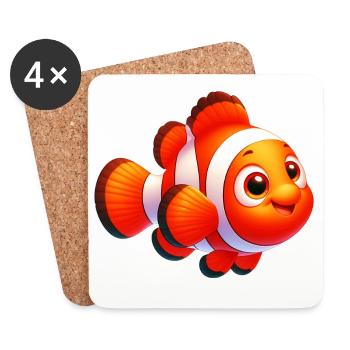 Poisson-clown - Dessous de verre (lot de 4) - blanc - Devant