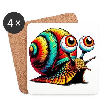 Escargot - Dessous de verre (lot de 4) - blanc - Devant