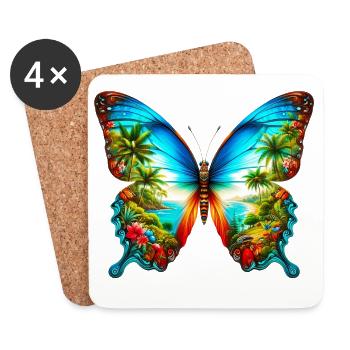 Schmetterling - Untersetzer (4er-Set) - Weiß - Vorne