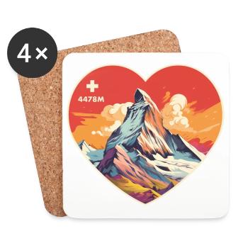 Matterhorn Herz I liebe Zermatt Wallis Wandern - Untersetzer (4er-Set) - Weiß - Vorne