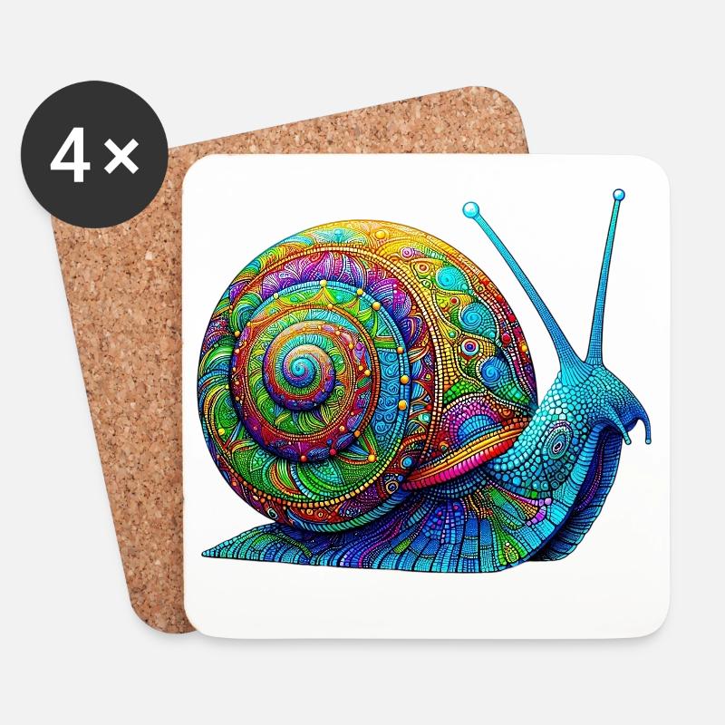 Schnecke - Untersetzer (4er-Set) - Weiß