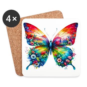 Papillon - Dessous de verre (lot de 4) - blanc - Devant