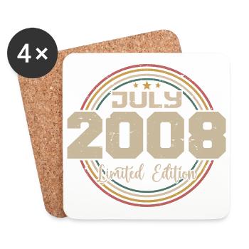 2008 Birthday July 2008 Gift July 2008 - Coasters (set of 4) - white - Front
