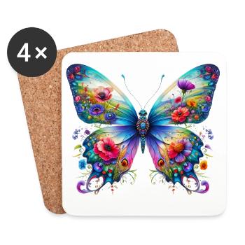 Schmetterling - Untersetzer (4er-Set) - Weiß - Vorne