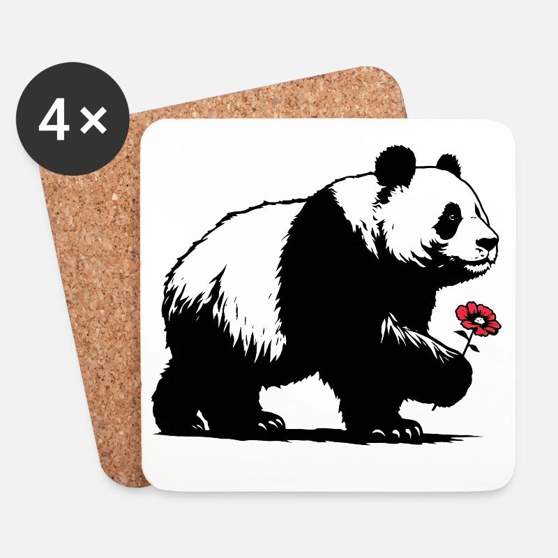 Panda - Untersetzer (4er-Set) - Weiß