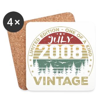 Cadeau D'anniversaire Juillet 2008 Vintage 2008 - Dessous de verre (lot de 4) - blanc - Devant