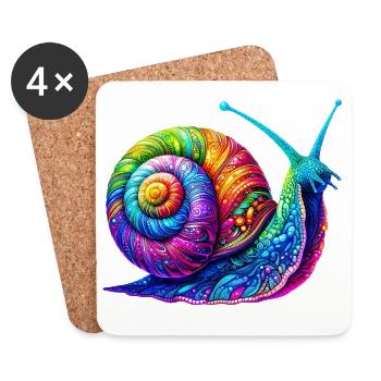 Escargot - Dessous de verre (lot de 4) - blanc - Devant