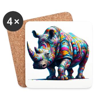 Nashorn - Untersetzer (4er-Set) - Weiß - Vorne