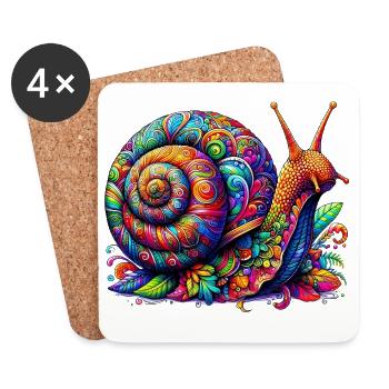 Escargot - Dessous de verre (lot de 4) - blanc - Devant