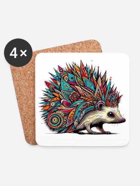 Igel - Untersetzer (4er-Set) - Weiß