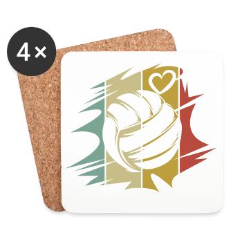 retro volleyball love heart symbol vintage colors - Coasters (set of 4) - white - Front