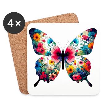 Schmetterling - Untersetzer (4er-Set) - Weiß - Vorne