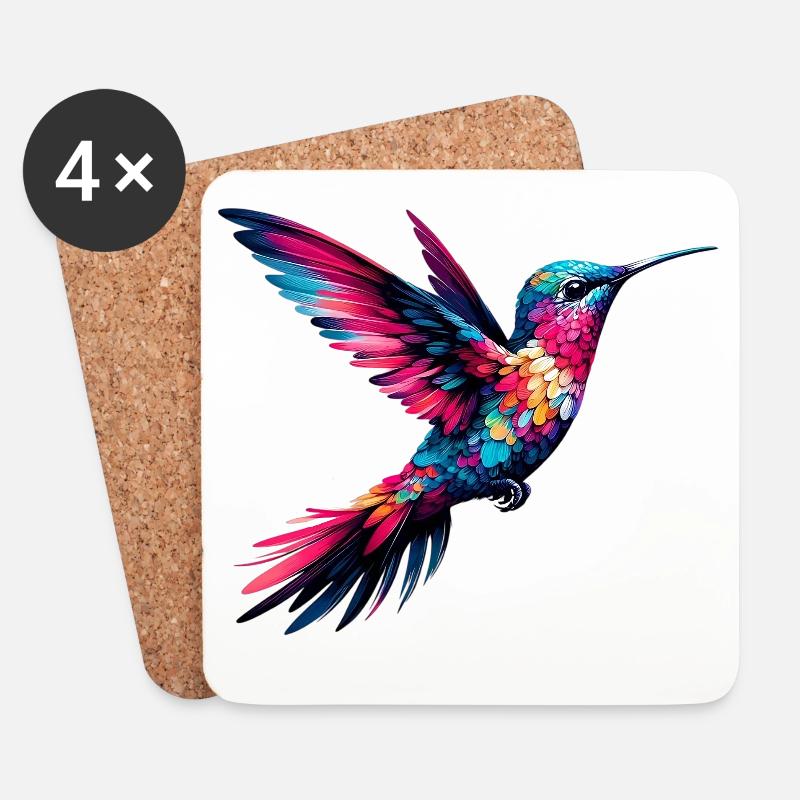 Kolibri - Untersetzer (4er-Set) - Weiß