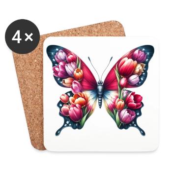 Butterfly tulip tulips Holland - Coasters (set of 4) - white - Front