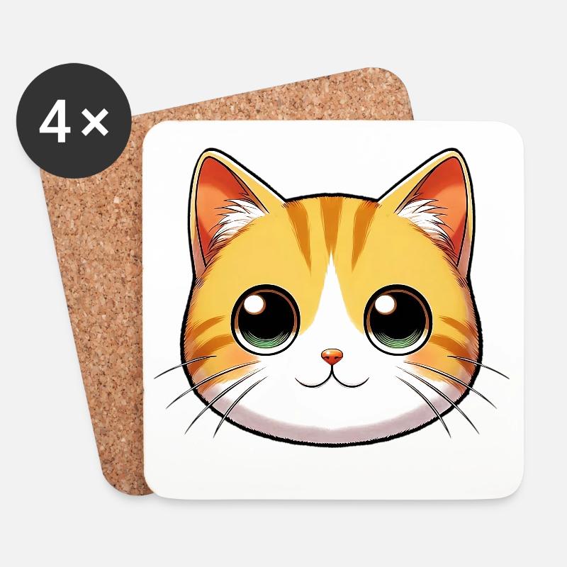 Katze - Untersetzer (4er-Set) - Weiß
