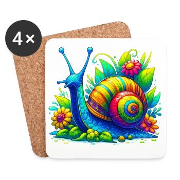 Schnecke - Untersetzer (4er-Set) - Weiß - Vorne