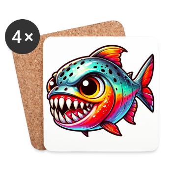 Piranha - Dessous de verre (lot de 4) - blanc - Devant