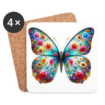 Papillon - Dessous de verre (lot de 4) - blanc - Devant
