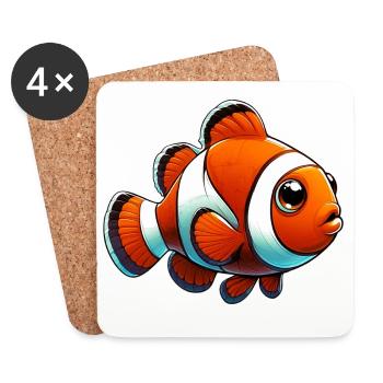 Poisson-clown - Dessous de verre (lot de 4) - blanc - Devant