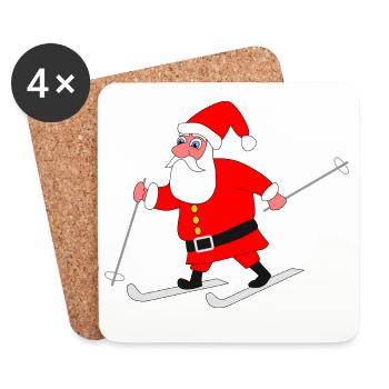 Santa Claus on skis - Coasters (set of 4) - white - Front