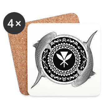 Tiger Shark Kanaka Maoli - Coasters (set of 4) - white - Front