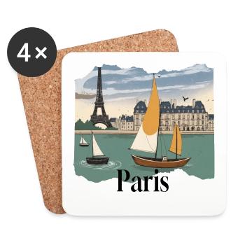 Paris Seine Vintage Segelboote - Untersetzer (4er-Set) - Weiß - Vorne