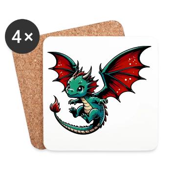 Drache - Untersetzer (4er-Set) - Weiß - Vorne