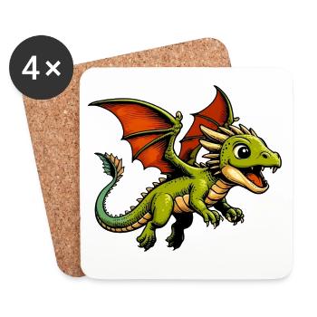 Drache - Untersetzer (4er-Set) - Weiß - Vorne