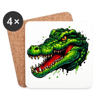 Alligator-Krokodil - Untersetzer (4er-Set) - Weiß - Vorne