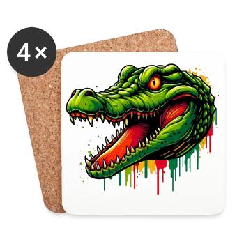 Alligator Crocodile - Coasters (set of 4) - white - Front
