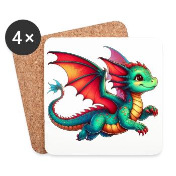 Drache - Untersetzer (4er-Set) - Weiß - Vorne
