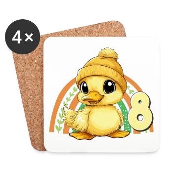 8th Birthday Duck Rainbow Cute Cute - Coasters (set of 4) - white - Front