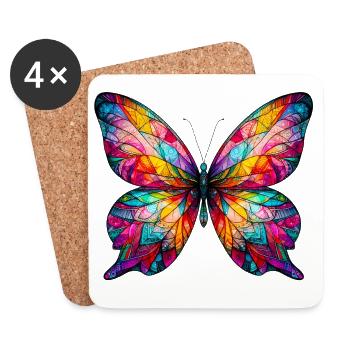 Papillon - Dessous de verre (lot de 4) - blanc - Devant