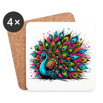 Paon - Dessous de verre (lot de 4) - blanc - Devant