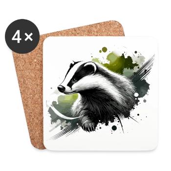 Colorful Watercolor Shaving Brush - Coasters (set of 4) - white - Front