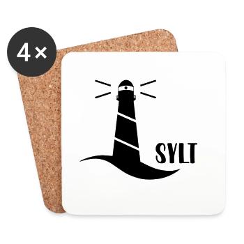 Leuchtturm Sylt (schwarz) - Untersetzer (4er-Set) - Weiß - Vorne